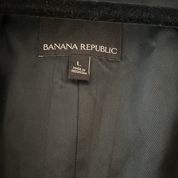 BANANA REPUBLIC Navy Blue TOP COAT Navy Blue ZIP BUTTON WOOL BLEND Large - Picture 12 of 15